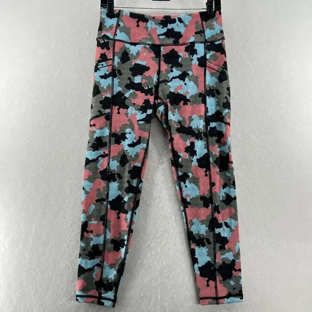 Pro Player Leggings Womens Sz M Wicking Camo Compression Athletic Pink Gray - Picture 1 of 10